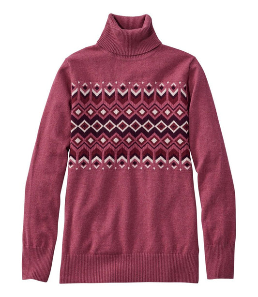 L.L.Bean | Women's Cotton/Cashmere Sweater, Turtleneck Intarsia