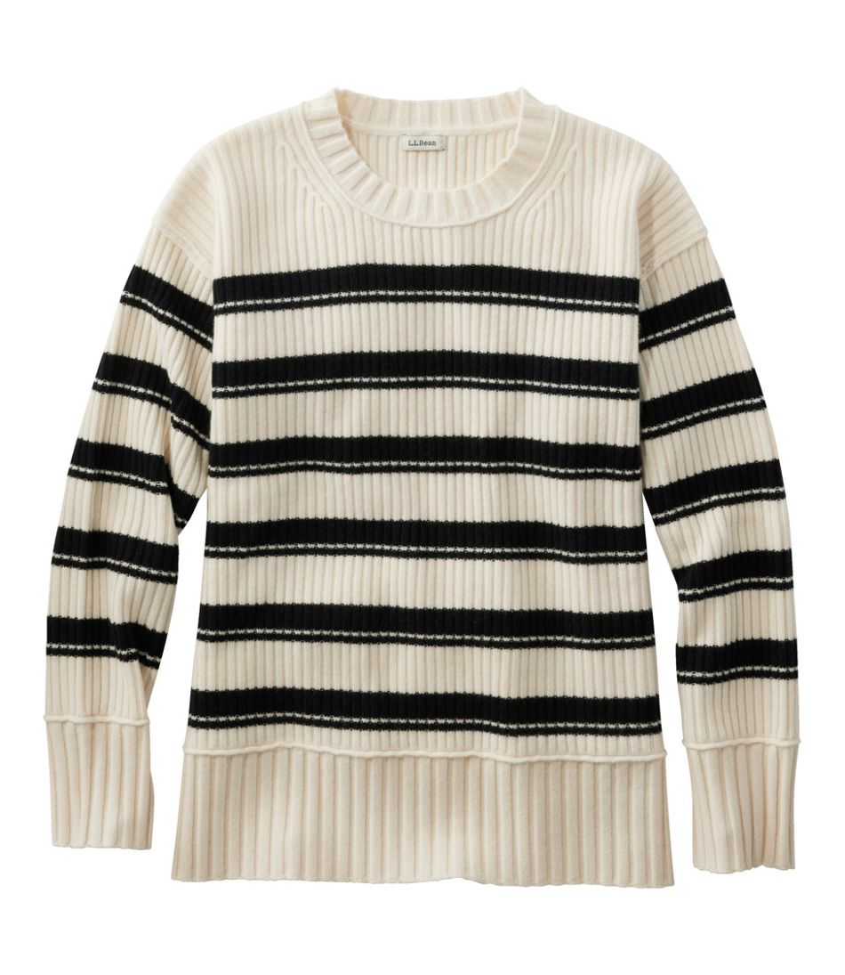 L.L.Bean | Women's Heritage Heirloom Wool/Cashmere Sweater, Crewneck Stripe