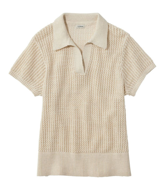 L.L.Bean | Women's Organic Cotton Slub Pointelle Sweater, Polo