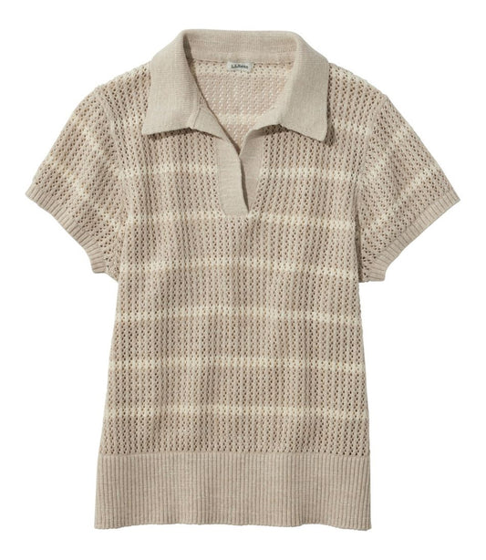 L.L.Bean | Women's Organic Cotton Slub Pointelle Sweater, Polo