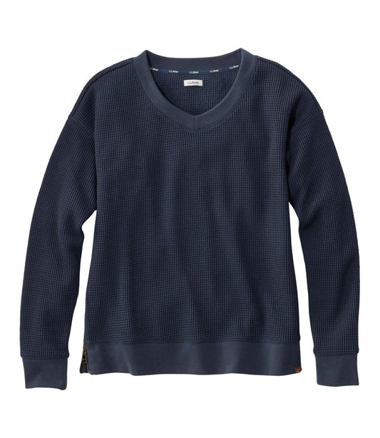 L.L.Bean | Women's Birchwood Brushed Waffle Top, V-Neck