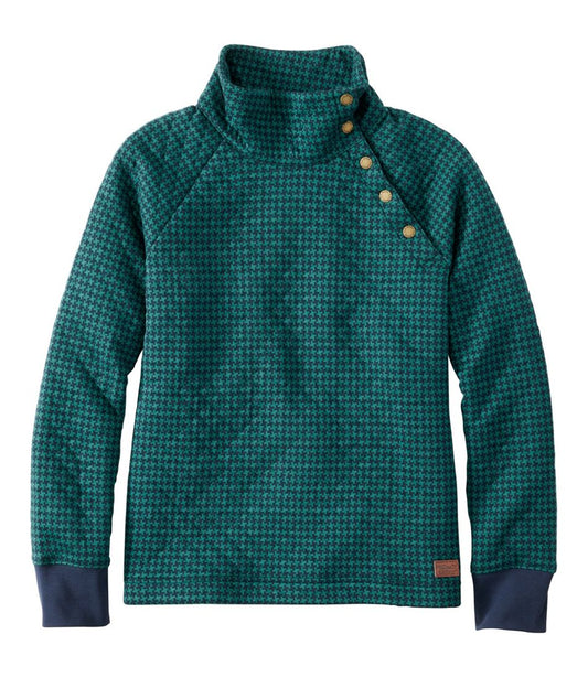 L.L.Bean | Women's Quilted Sweatshirt, Snapneck Pullover Print