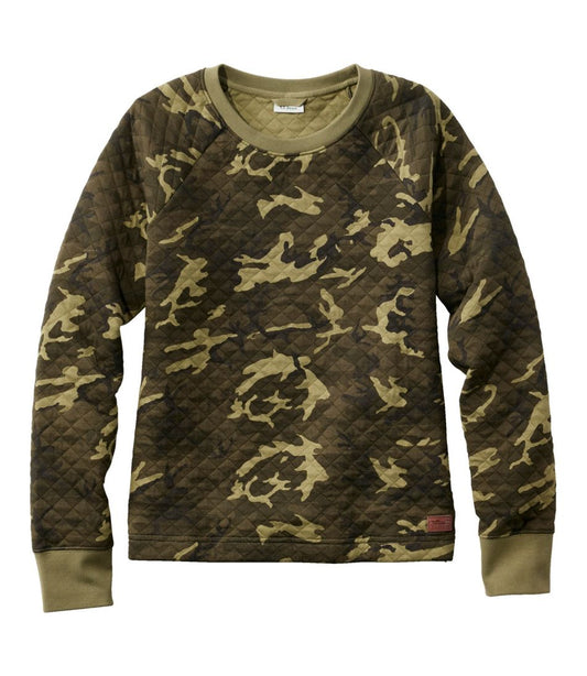L.L.Bean | Women's Quilted Sweatshirt, Crewneck Pullover Print