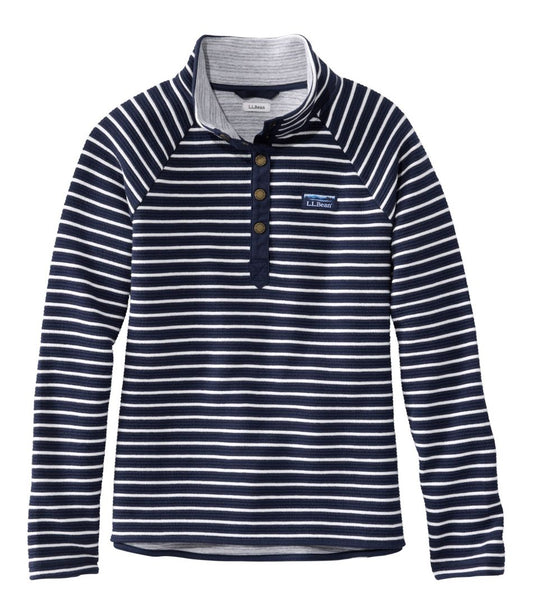 L.L.Bean | Women's Lakewashed Double-Knit Quarter-Snap, Stripe