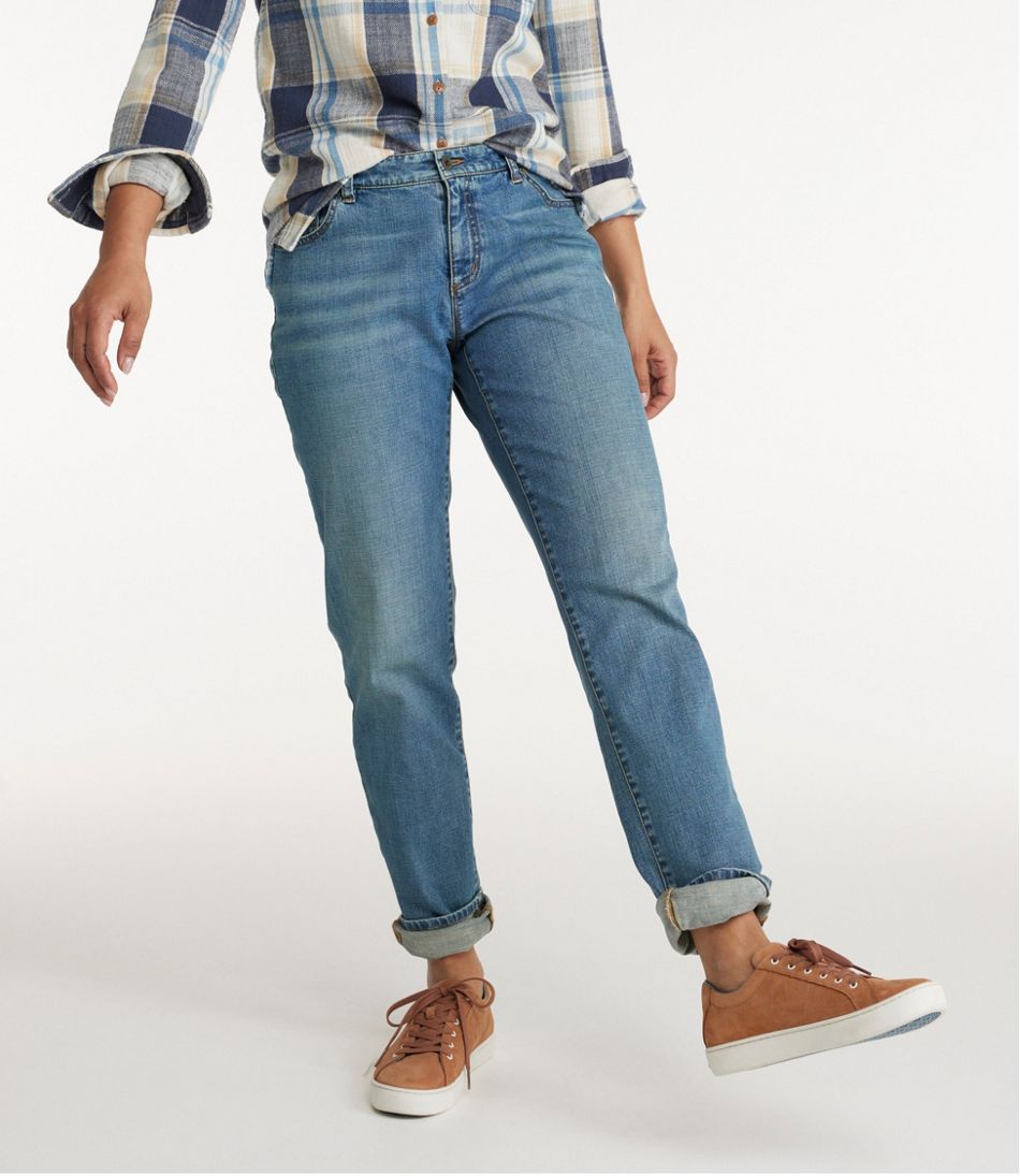 L.L.Bean | Women's Signature Organic Denim Boyfriend Jeans, Low-Rise Straight-Leg