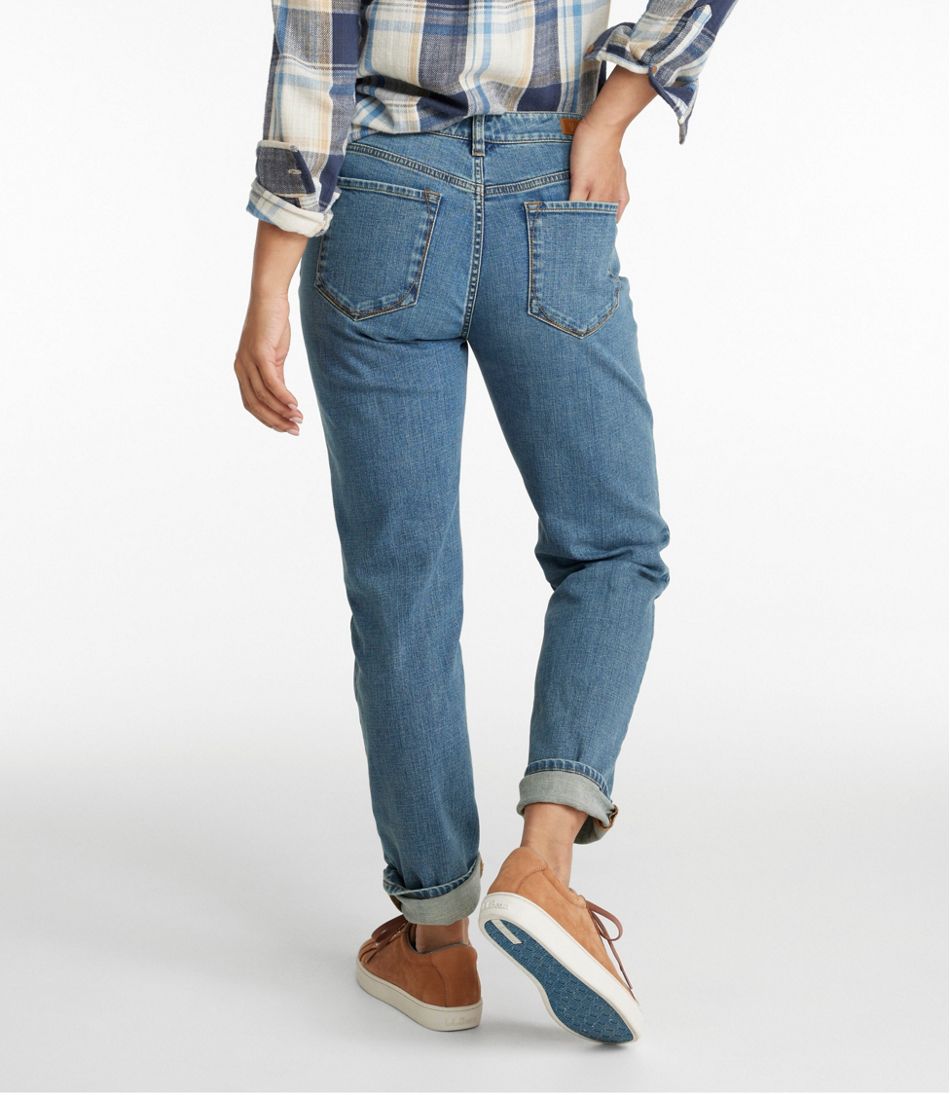 L.L.Bean | Women's Signature Organic Denim Boyfriend Jeans, Low-Rise Straight-Leg