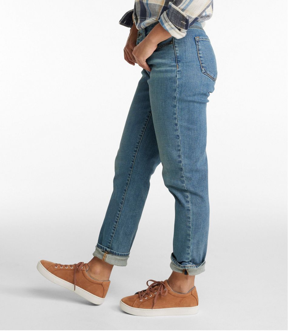 L.L.Bean | Women's Signature Organic Denim Boyfriend Jeans, Low-Rise Straight-Leg