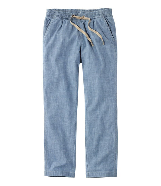 L.L.Bean | Women's Lakewashed Pull-On Chinos, Mid-Rise Chambray Ankle Pants
