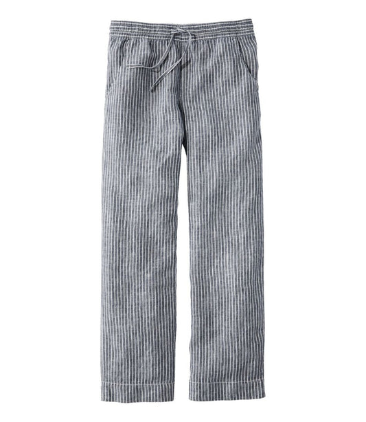 L.L.Bean | Women's Premium Washable Linen Pull-On Pants, Stripe