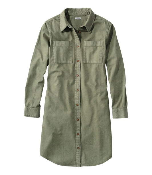 L.L.Bean | Women's L.L. Bean Heritage Washed Denim Shirt Dress, Garment-Dye