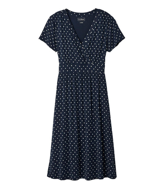 L.L.Bean | Women's Summer Knit Dress, Short-Sleeve Print