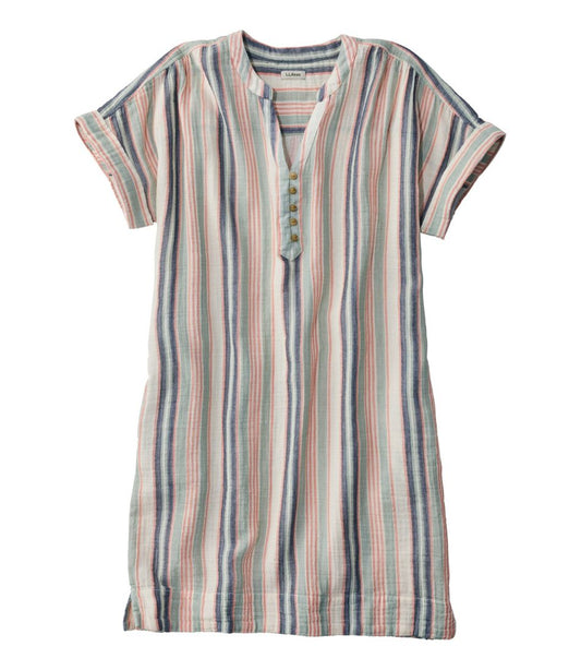 L.L.Bean | Women's Cloud Gauze Short-Sleeve Shift Dress, Stripe