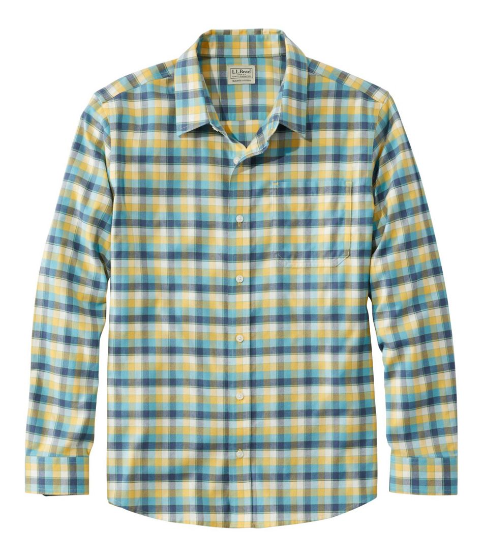 L.L.Bean | Men's Wrinkle-Free Ultrasoft Brushed Cotton Shirt, Long-Sleeve, Slightly Fitted Untucked Fit