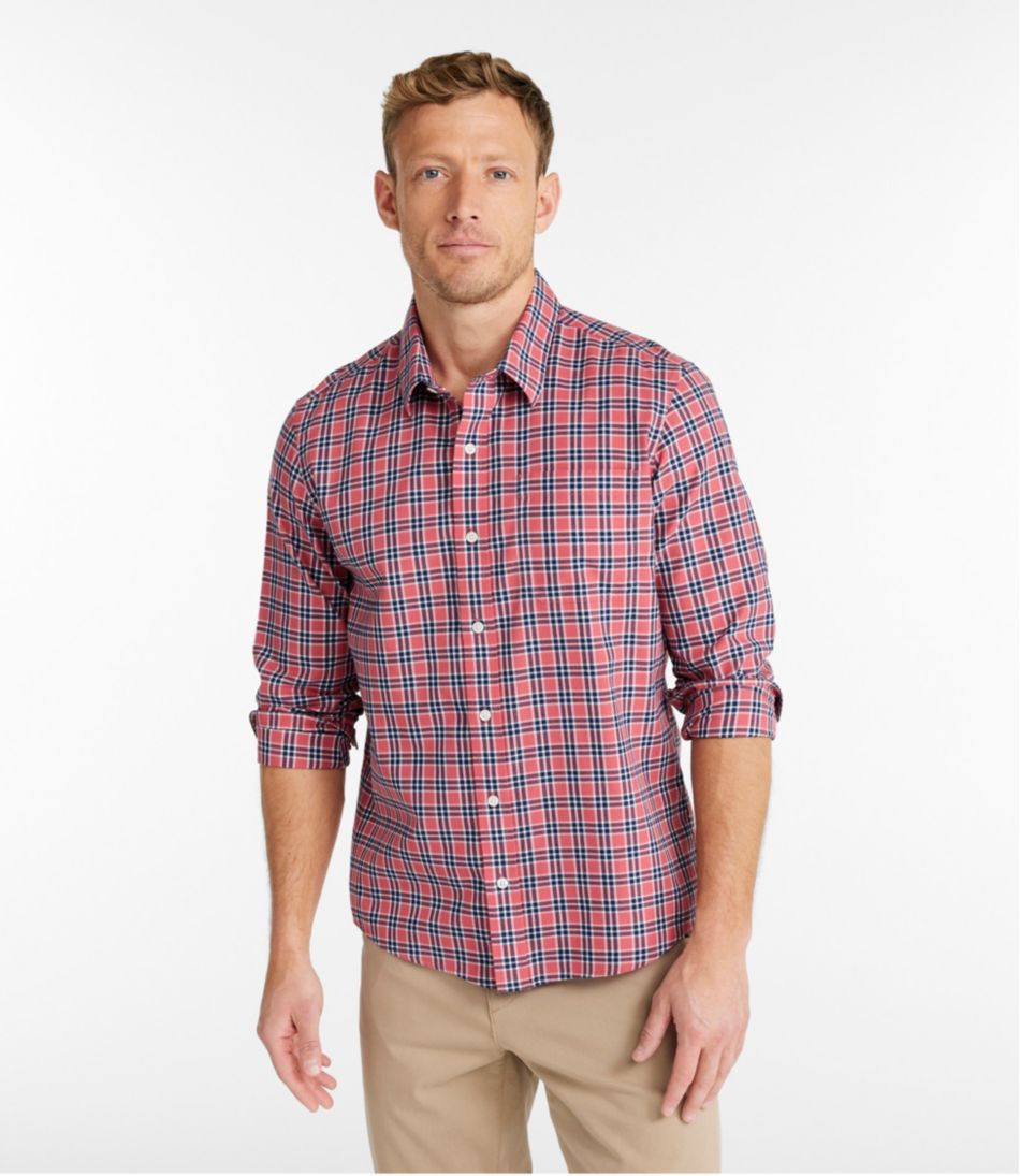 L.L.Bean | Men's Wrinkle-Free Ultrasoft Brushed Cotton Shirt, Long-Sleeve, Slightly Fitted Untucked Fit