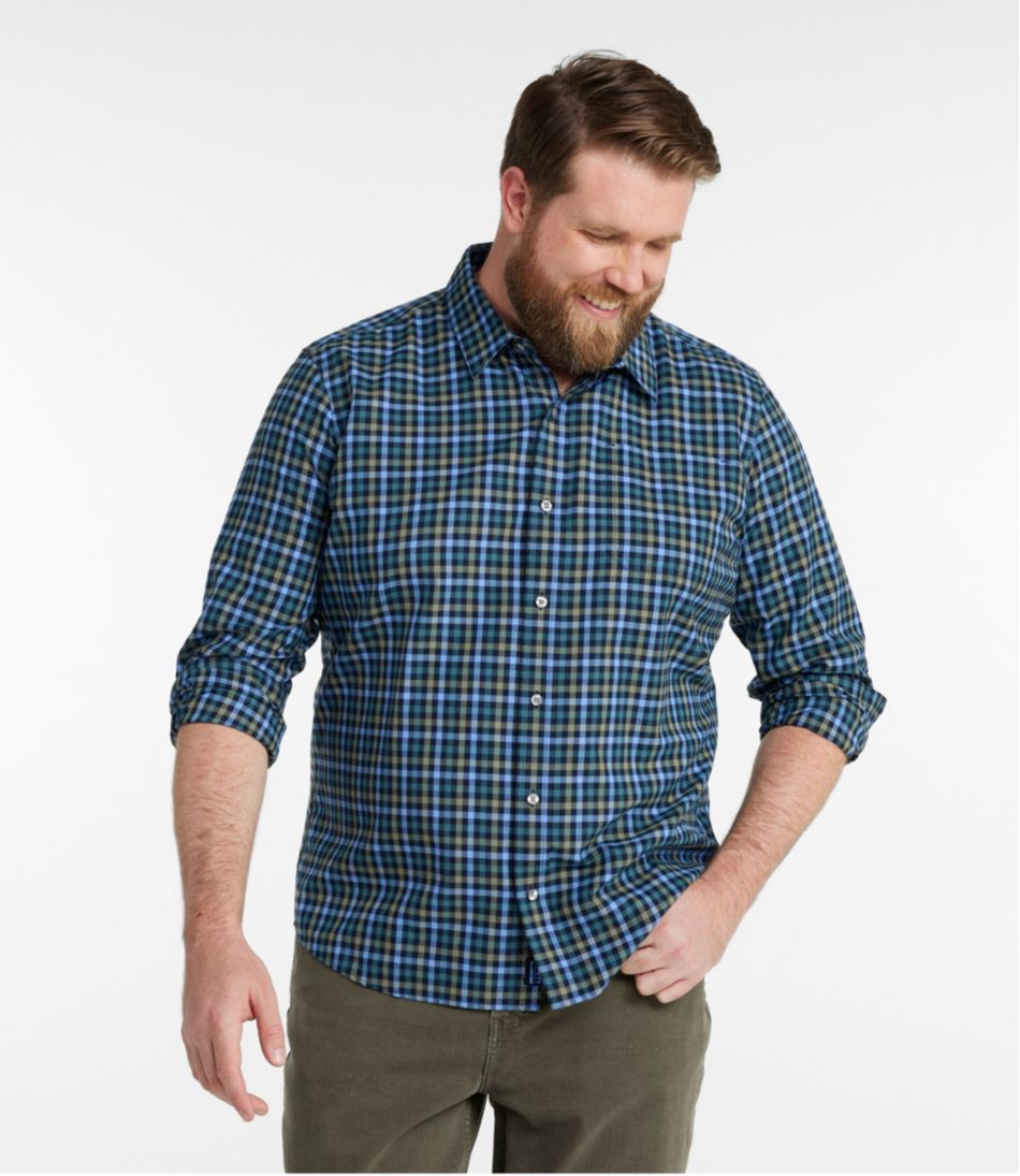 L.L.Bean | Men's Wrinkle-Free Ultrasoft Brushed Cotton Shirt, Long-Sleeve, Slightly Fitted Untucked Fit