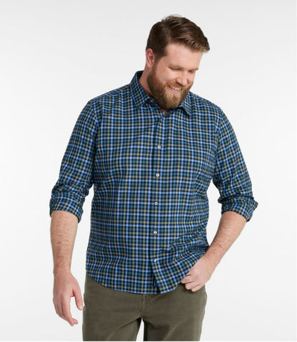 L.L.Bean | Men's Wrinkle-Free Ultrasoft Brushed Cotton Shirt, Long-Sleeve, Slightly Fitted Untucked Fit