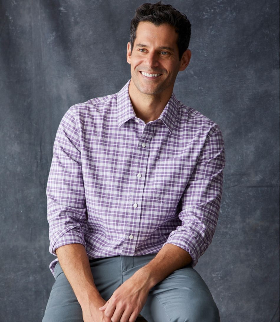 L.L.Bean | Men's Wrinkle-Free Ultrasoft Brushed Cotton Shirt, Long-Sleeve, Slightly Fitted Untucked Fit