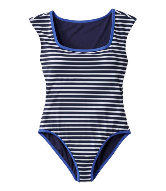 L.L.Bean | Women's Coastal Essentials Swimwear, Squareneck Tanksuit Print