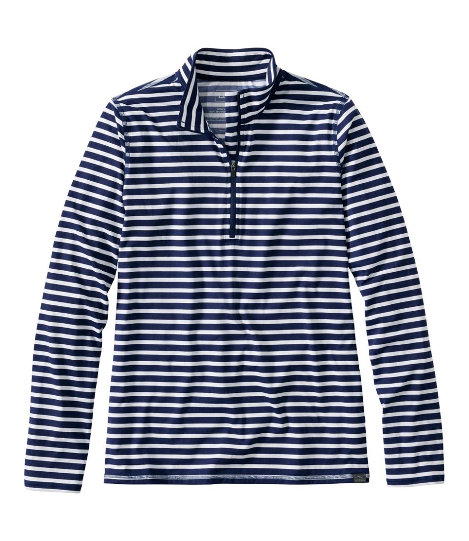 L.L.Bean | Women's SunSmart® UPF 50+ Sun Shirt, Quarter-Zip Stripe