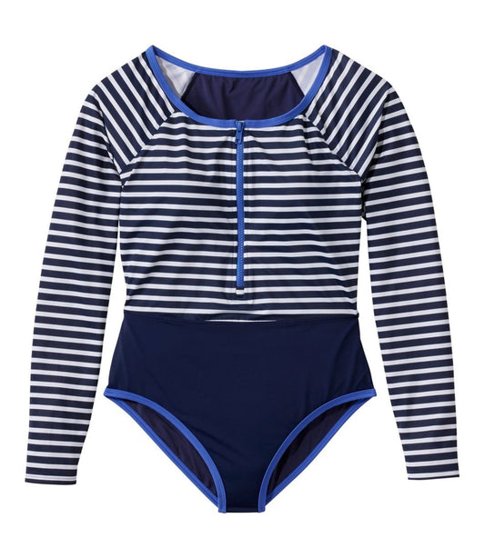 L.L.Bean | Women's Coastal Essentials Swimwear, Long-Sleeve Tanksuit Print