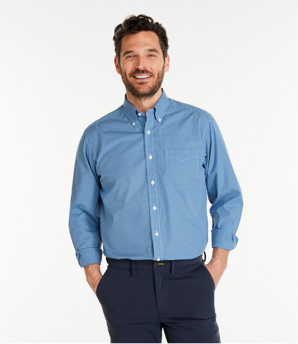 L.L.Bean | Men's Wrinkle-Free Pinpoint Oxford Cloth Shirt, Traditional Fit Tattersall