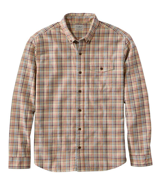 L.L.Bean | Men's Brushed Jaspé Twill Shirt, Plaid, Traditional Untucked Fit