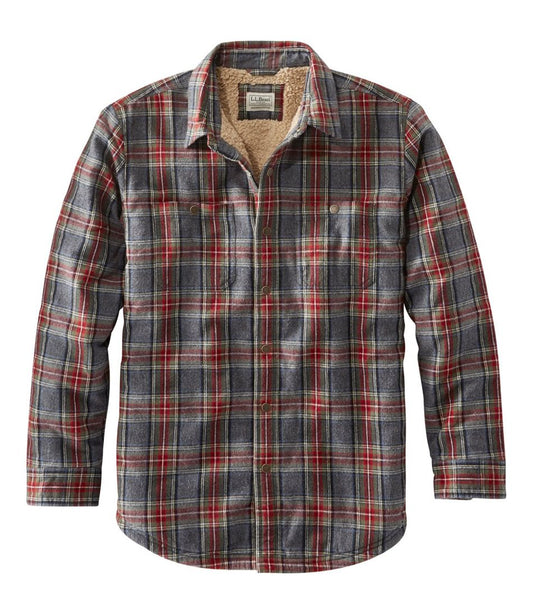 L.L.Bean | Men's Sherpa-Lined Scotch Plaid Shirt, Slightly Fitted