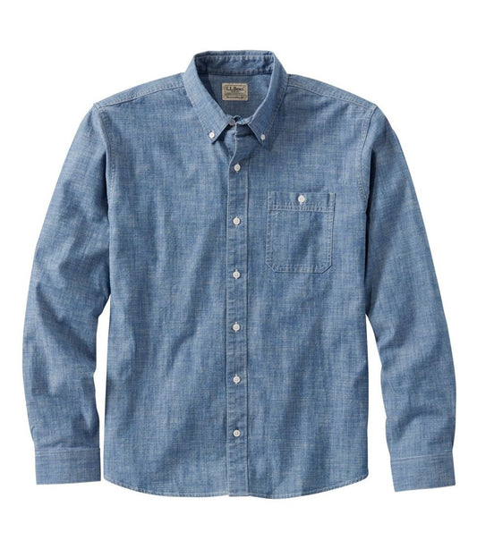 L.L.Bean | Men's Comfort Stretch® Chambray Shirt, Traditional Untucked Fit, Long-Sleeve