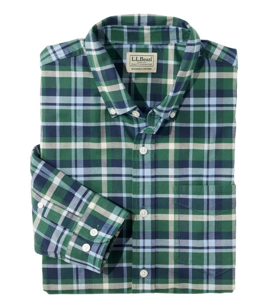 L.L.Bean | Men's Comfort Stretch® Oxford Shirt, Slightly Fitted Untucked Fit, Plaid