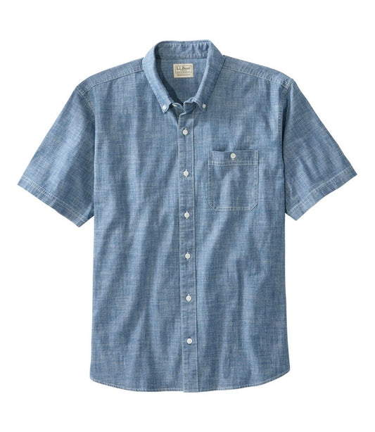 L.L.Bean | Men's Comfort Stretch® Chambray Shirt, Traditional Untucked Fit, Short-Sleeve