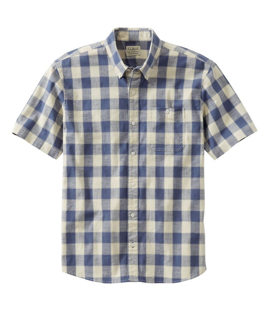 L.L.Bean | Men's Comfort Stretch® Chambray Shirt, Traditional Untucked Fit, Short-Sleeve, Plaid