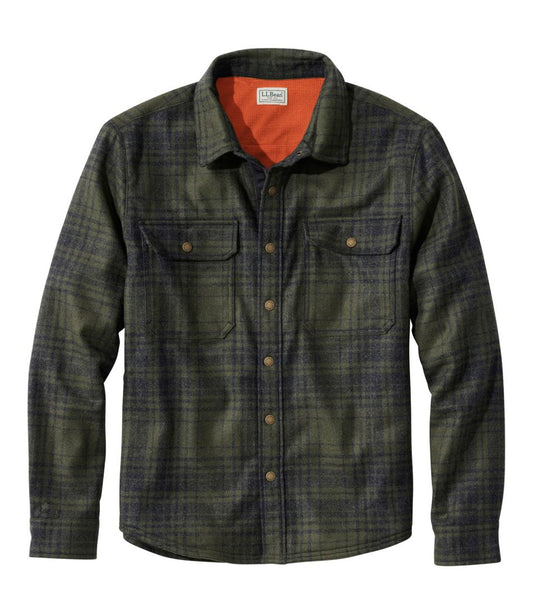 L.L.Bean | Men's Maine Guide Lightweight Lined Wool Field Shirt, Plaid