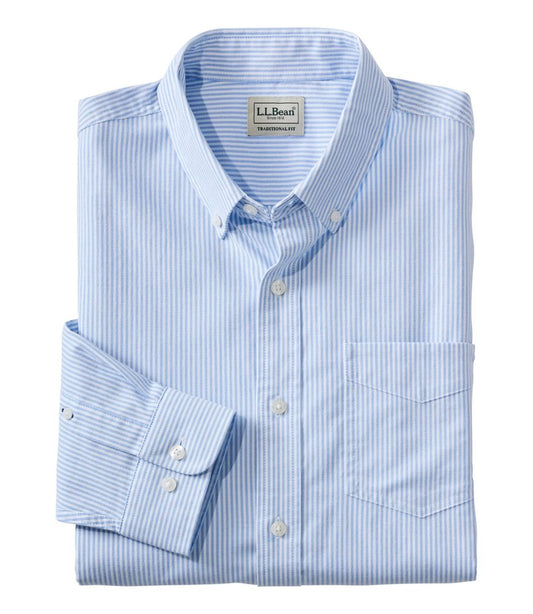 L.L.Bean | Men's Comfort Stretch Oxford Shirt, Traditional Untucked Fit, Stripe