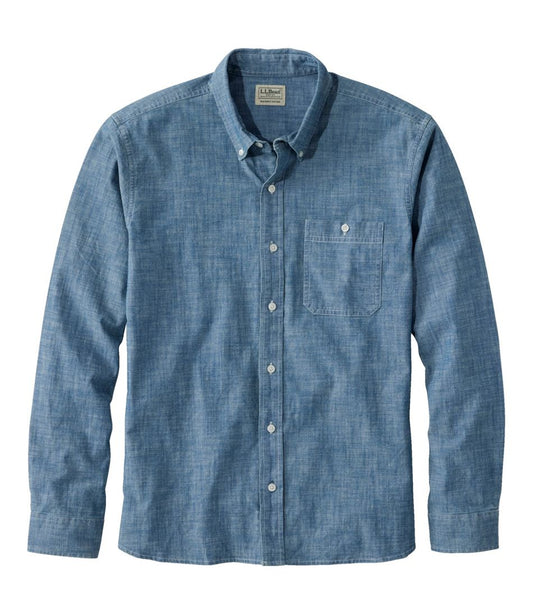 L.L.Bean | Men's Comfort Stretch® Chambray Shirt, Long-Sleeve, Slightly Fitted Untucked Fit
