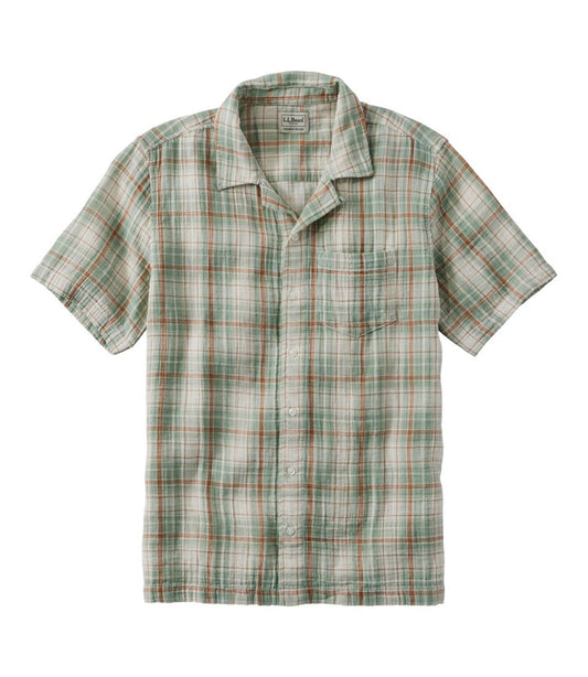 L.L.Bean | Men's Cloud Gauze Shirt, Short-Sleeve, Slightly Fitted Untucked Fit, Plaid