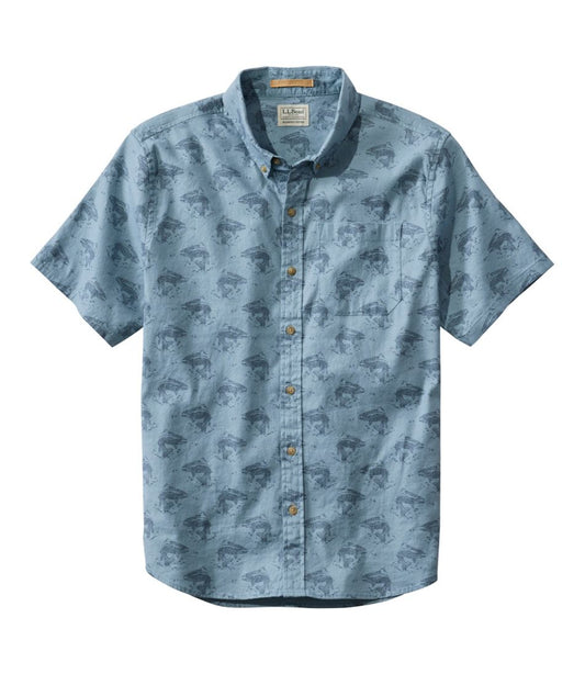L.L.Bean | Men's Stonecoast Hemp Shirt, Short-Sleeve, Slightly Fitted Untucked Fit, Print