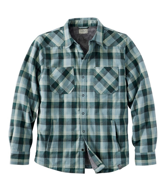L.L.Bean | Men's Katahdin Performance Flannel Shirt-Jacket, Hi-Pile Fleece-Lined Plaid