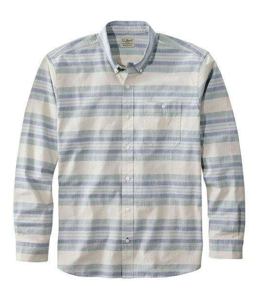 L.L.Bean | Men's Comfort Stretch Chambray Shirt, Traditional Untucked Fit, Long-Sleeve, Stripe