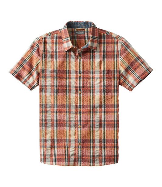 L.L.Bean | Men's Signature Seersucker Madras Shirt, Slightly Fitted, Short-Sleeve