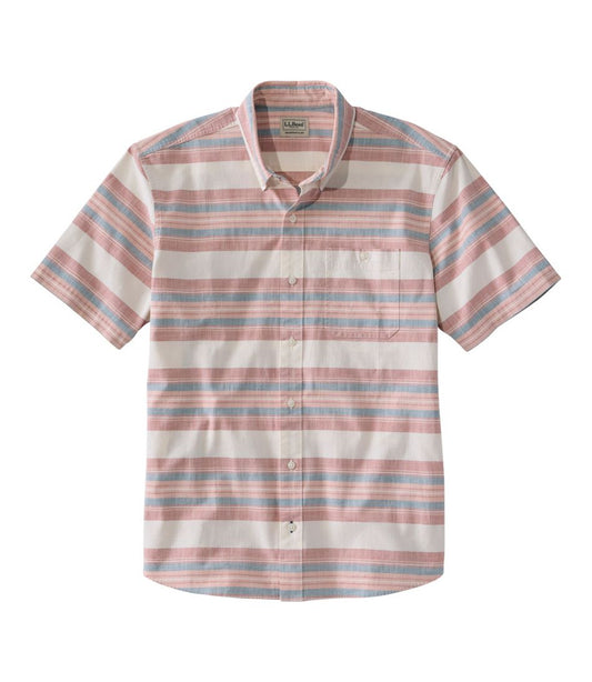 L.L.Bean | Men's Comfort Stretch Chambray Shirt, Traditional Untucked Fit, Short-Sleeve, Stripe