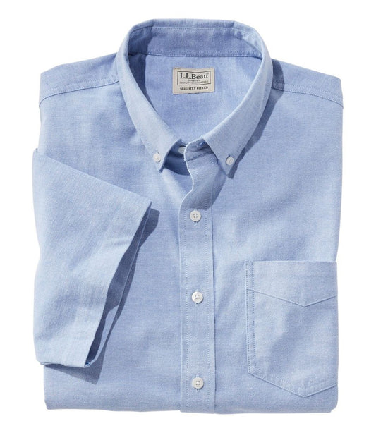 L.L.Bean | Men's Comfort Stretch® Oxford Shirt, Slightly Fitted Untucked Fit, Short-Sleeve
