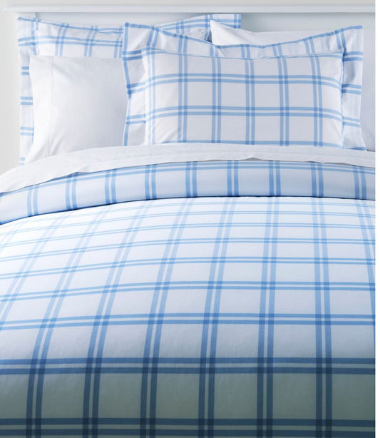 L.L.Bean | 280-Thread-Count Pima Cotton Percale Comforter Cover Collection, Windowpane