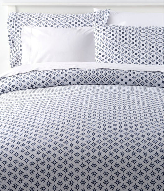 L.L.Bean | Sunwashed Percale Comforter Cover, Block Floral Print