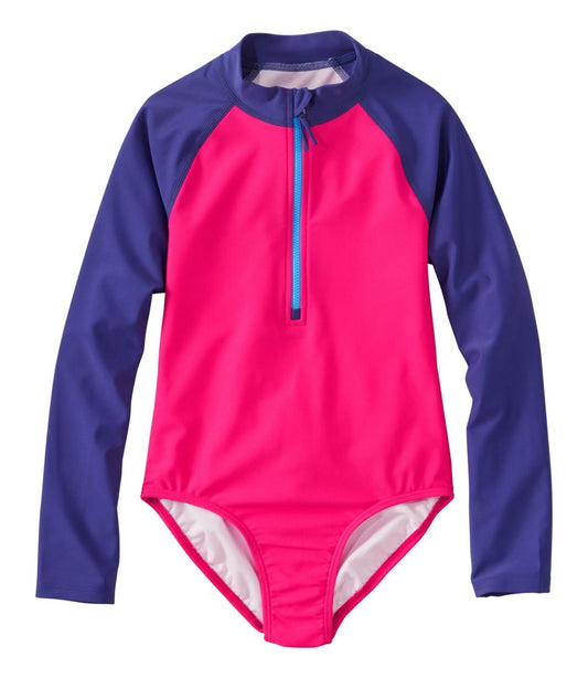 L.L.Bean | Girls' Watersports Swimwear, Rashguard One-Piece