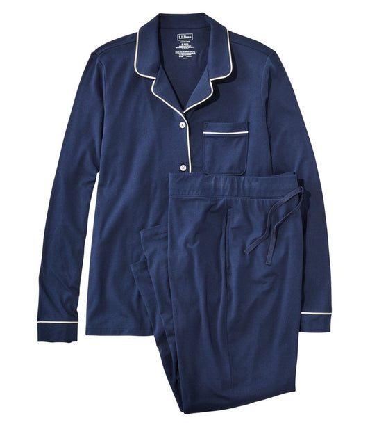 L.L.Bean | Women's Super-Soft Shrink-Free Pajama Set, Button-Front