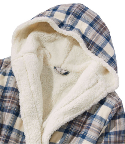 L.L.Bean | Women's Scotch Plaid Flannel Robe, Sherpa-Lined Long