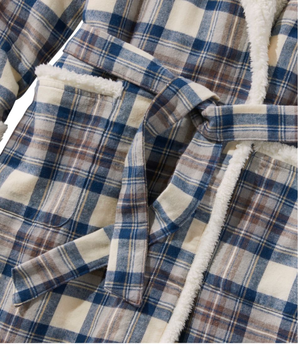 L.L.Bean | Women's Scotch Plaid Flannel Robe, Sherpa-Lined Long