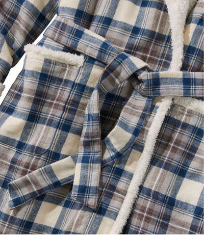 L.L.Bean | Women's Scotch Plaid Flannel Robe, Sherpa-Lined Long