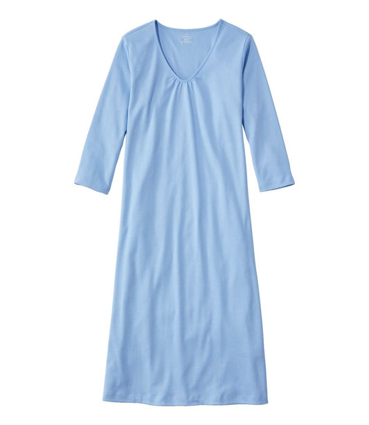 L.L.Bean | Women's Supima Cotton Nightgown, V-Neck Three-Quarter-Sleeve