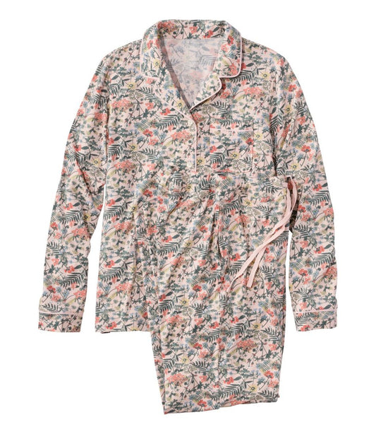 L.L.Bean | Women's Super-Soft Shrink-Free Pajama Set, Button-Front